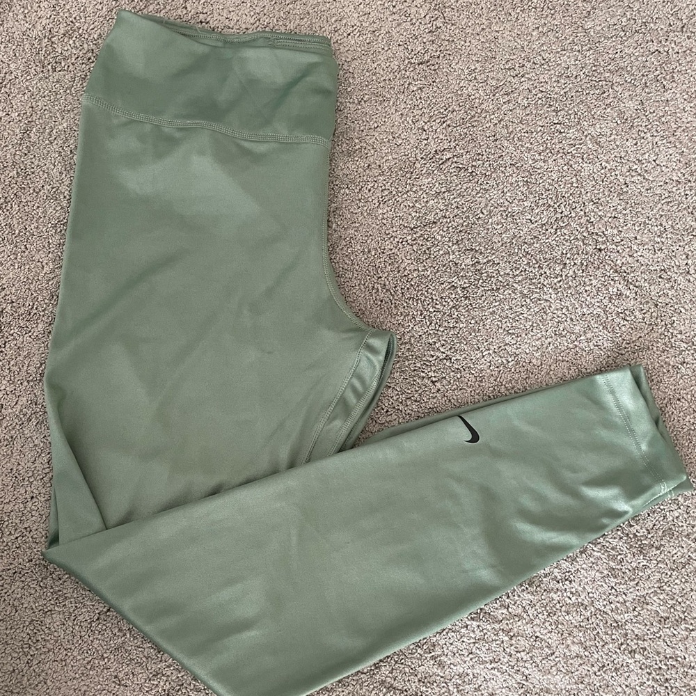 Nike Women’s One Shine Full Length Tights Green Large Mid Rise NWOT - Picture 7 of 7